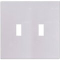 Cooper Industries Eaton Wiring Devices Wallplate, 4-7/8 in L, 4.94 in W, 2 -Gang, Polycarbonate, White, High-Gloss PJS2W